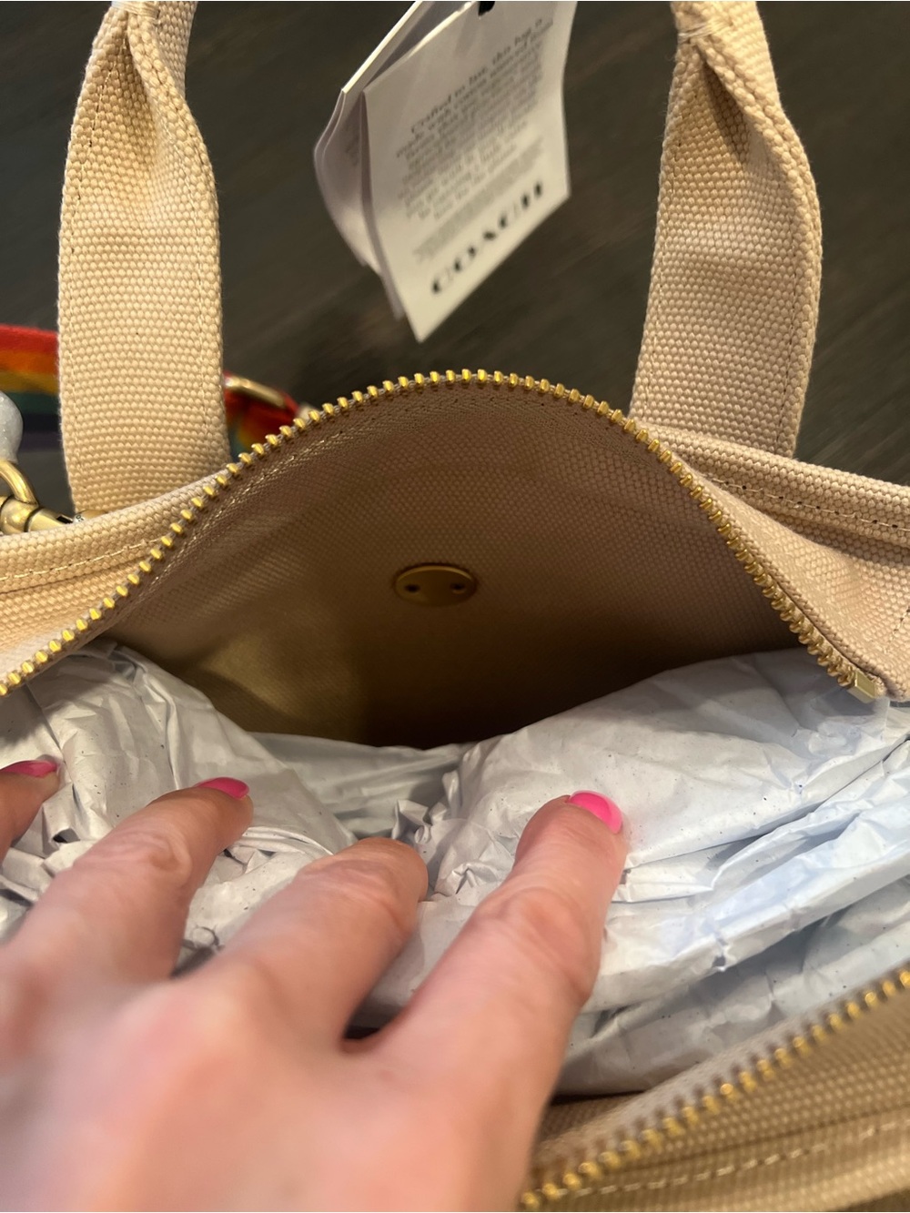 NWT Coach Rainbow Canvas Cargo Tote 26 - Picture 7 of 10